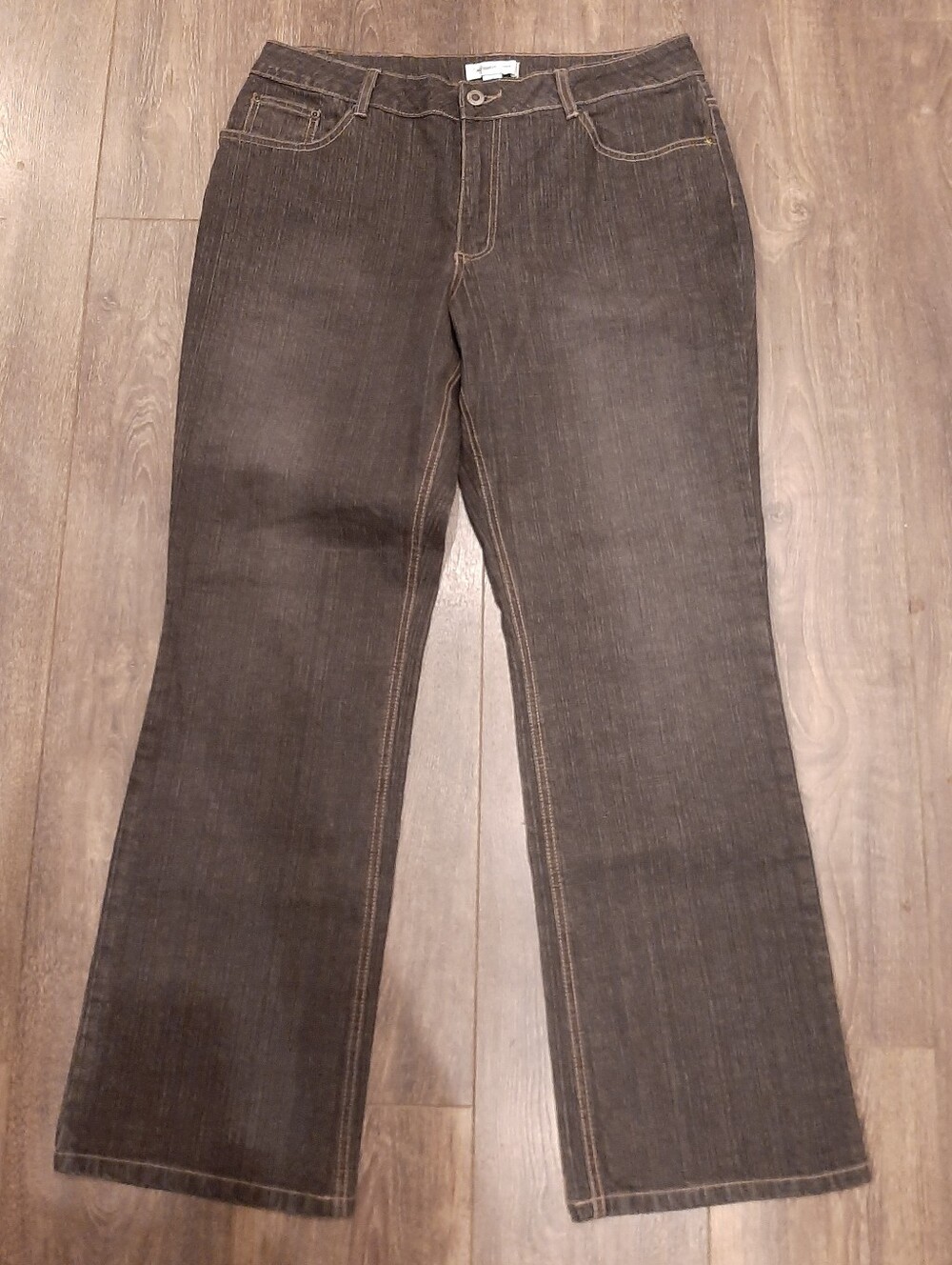 Coldwater Creek Women’s Size 14 Charcoal Stretch Bootcut Jeans Contrast Stitch